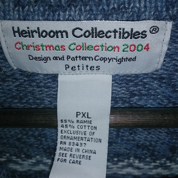 Heirloom Christmas XL Blue Snowflake Sweater Plus Petite - Picture 5 of 9